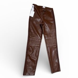 WILFRED ARITZIA Nord Biker Brown Cognac Leather Skinny Pants Size 4 BRAND NEW